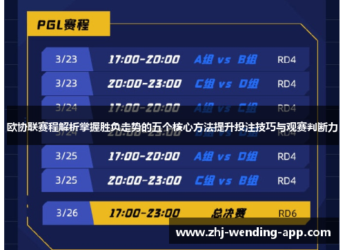 欧协联赛程解析掌握胜负走势的五个核心方法提升投注技巧与观赛判断力 欧协联赛程解析掌握胜负走势的五个核心方法提升投注技巧与观赛判断力